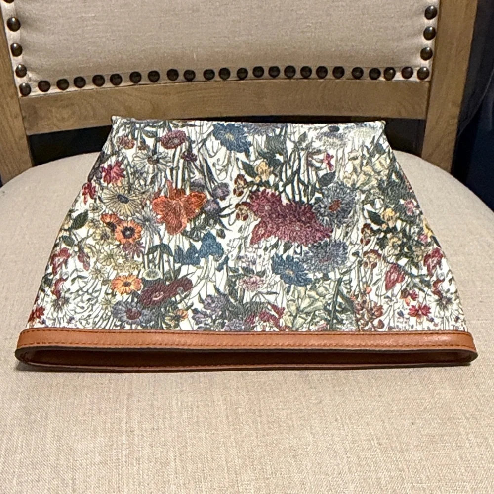 Tory Burch Floral Cosmetic Pouch in Cream, Brown, Blue, Pink